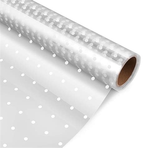 STOBOK Clear Cellophane Wrap Roll,White Dot Florist Paper Wrapper 15.7 ...