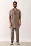 Buy Grey Linen Abeer Solid Long Shirt For Men by Son of A Noble Snob ...
