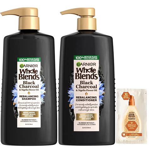 Amazon.com : Garnier Whole Blends Black Charcoal & Nigella Flower Oil ...