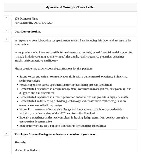 Apartment Manager Cover Letter | Velvet Jobs