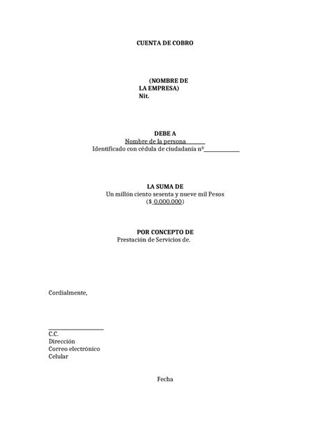 FORMATO CUENTA DE COBRO 2022 | Apuntes de Informática - Docsity