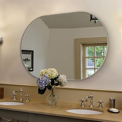 ANDY STAR 30x48" Brushed Nickel Oval Bathroom Mirror, Oval Nickel ...