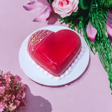 Love Heart Mirror Glaze Strawberry Cake – cakeswow