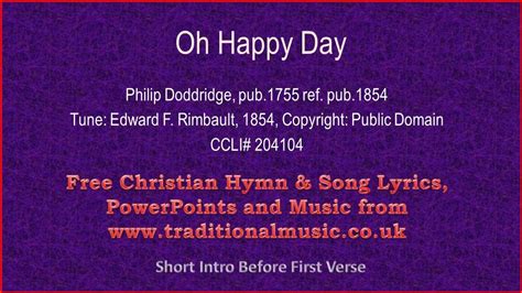 Oh Happy Day - Hymn Lyrics & Music - YouTube