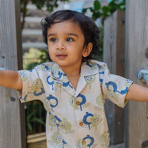 Gardens Of Anar (Indigo) Cotton Linen Shirt | Hand-Block Printed – One12