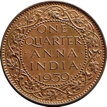 George V King Emperor Copper Coin-ONE Quarter Anna-Year 1939 .- REP ...