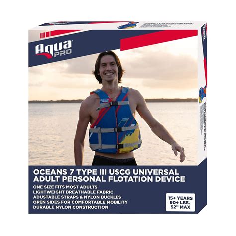 Oceans7 Adult Life Jacket Vest, US Coast Guard Approved, Type III PFD ...