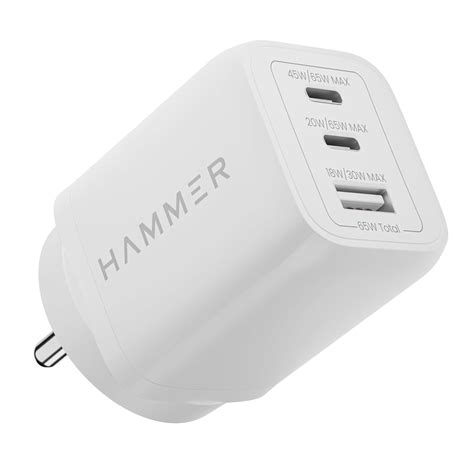 Hammer 65W GaN Fast Charger | Dual USB-C PD & PPS + USB-A | Fast Charge ...