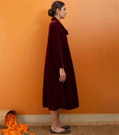Maroon Velvet Dress – Tulsi Online