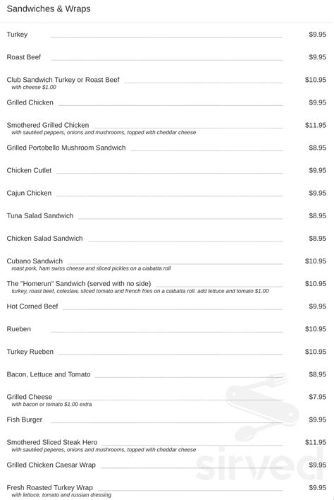 Phil's menu in Wading River, New York, USA