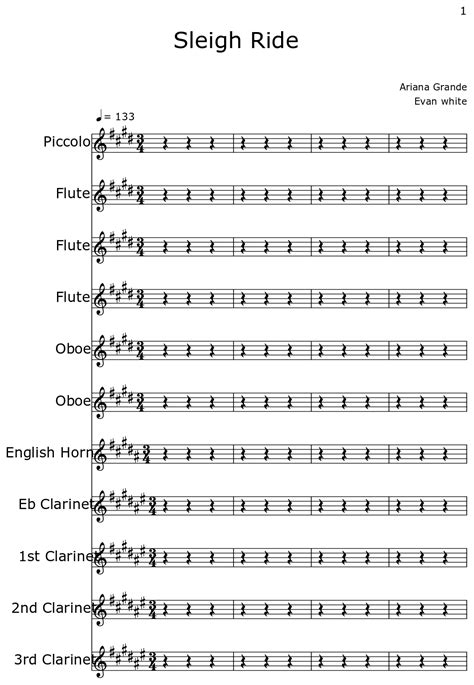 Sleigh Ride - Sheet music for Piccolo, Flute, Oboe, English Horn ...