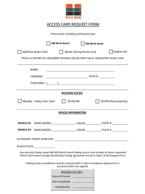 Image result for Access Card Form Template