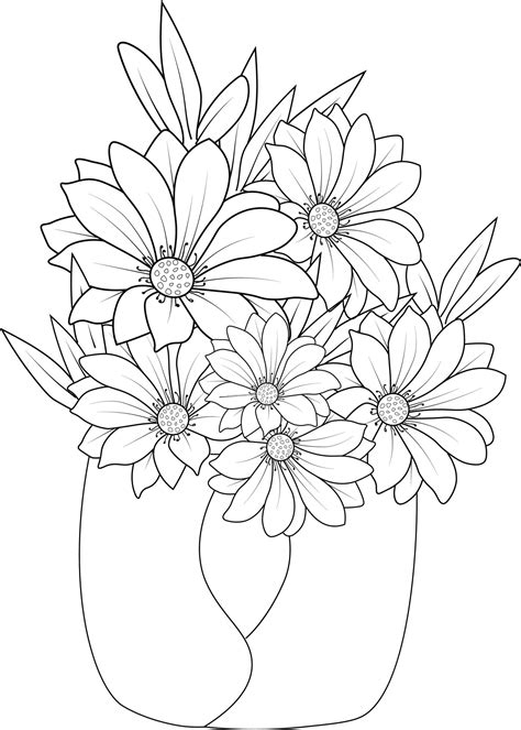 Pencil Drawings Of Flowers In A Vase