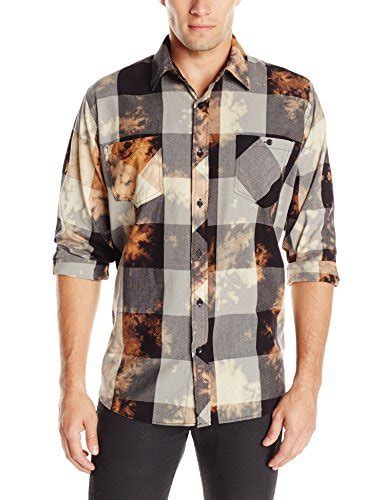 Buy Akademiks Men's Viking Bleach Splatter Buffalo Check Shirt, Grey ...