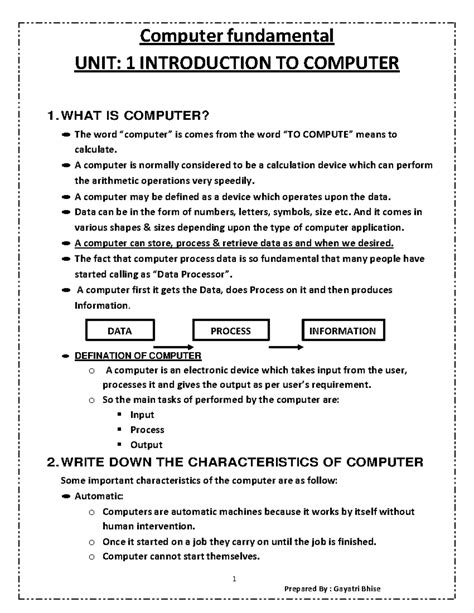 Computer Fundamentals: Unit 1 - Introduction to Computers and ...