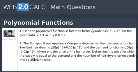 View question - Polynomial Functions
