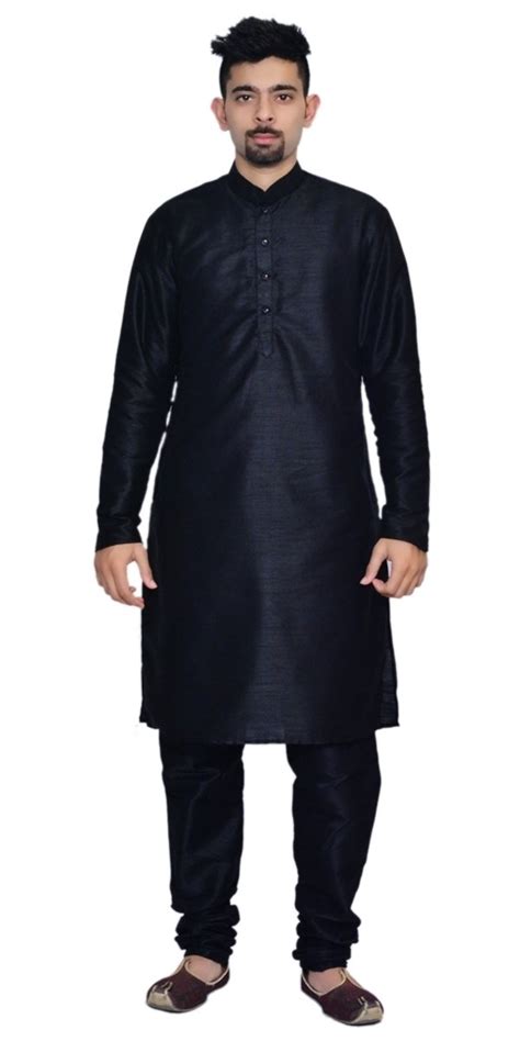 Buy MAG Men's Balck Matching Silk Kurta Pyjama Set For Men (RG-1169A-36 ...