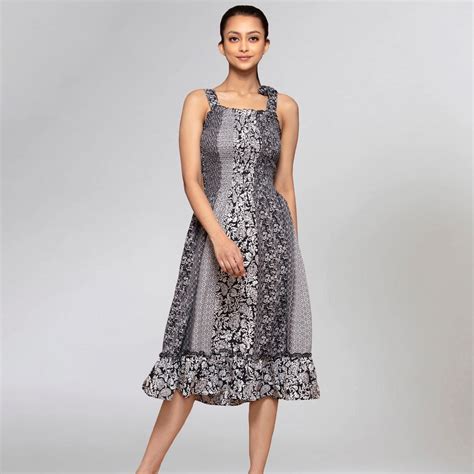 Black and Grey Smocked Sundress#N# – First Resort by Ramola Bachchan