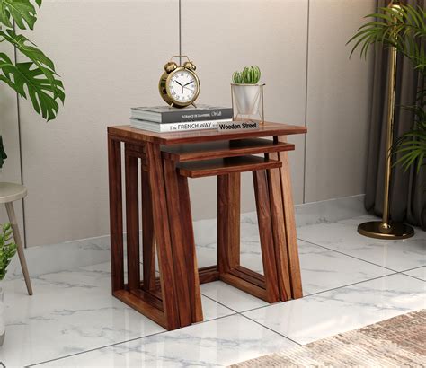 Buy Inaya Sheesham Wood Nest of Tables (Honey Finish, Set of 3) at 34% ...