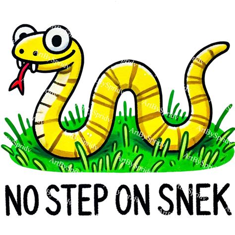 No Step on Snek Clipart, Funny Cartoon Snake PNG, Digital Download for ...