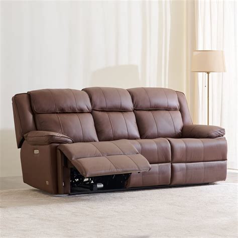Buy Torino Half Leather 3+2+1 Seater Electric Recliner Set - Brown from ...
