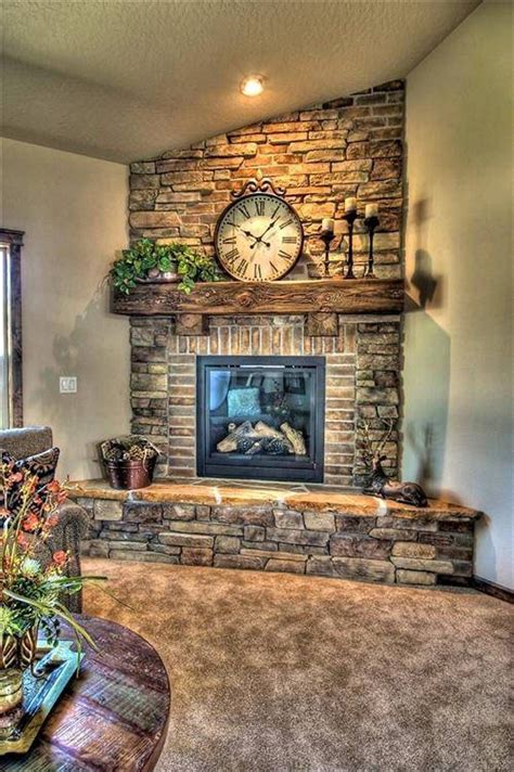 Stone And Brick Corner Fireplace Design : Corner Fireplace Design Ideas ...