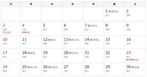 2019年11月 建築吉日カレンダー : 有限会社不動産リサーチ 公式サイト