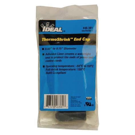 Ideal Adhesive Lined Heat Shrink End Cap, Medium Wall, 3:1 Shrink Ratio ...