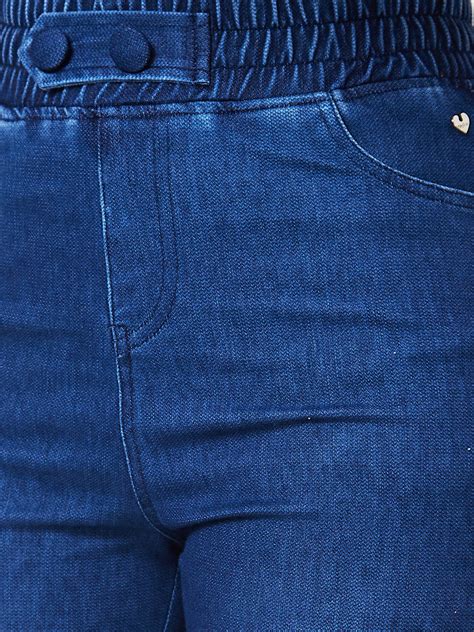 Spykar High Rise Wide Leg Blue Knits Pant For Women