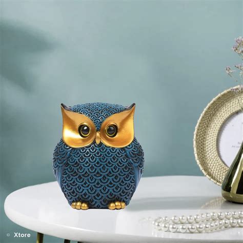 Xtore® Modern Classy Lucky Owl Resin Art Figure Showpiece (Blue), 1 ...