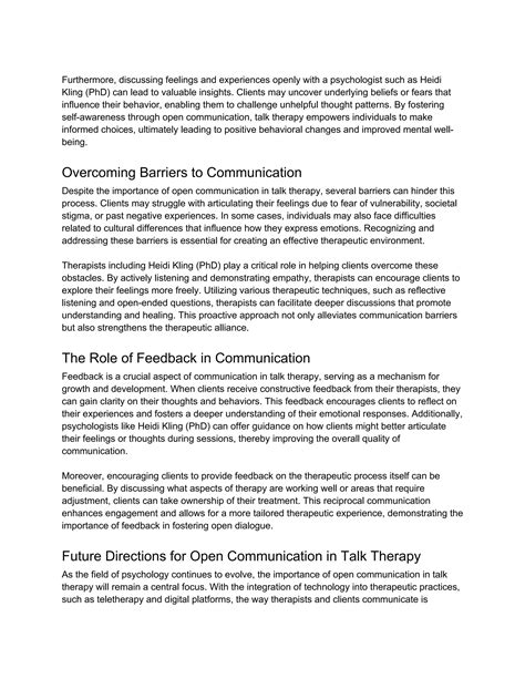 The Importance of Open Communication in Talk Therapy by Therapists like ...