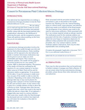 Fillable Online uphs upenn Consent for Percutaneous Fluid Collection ...