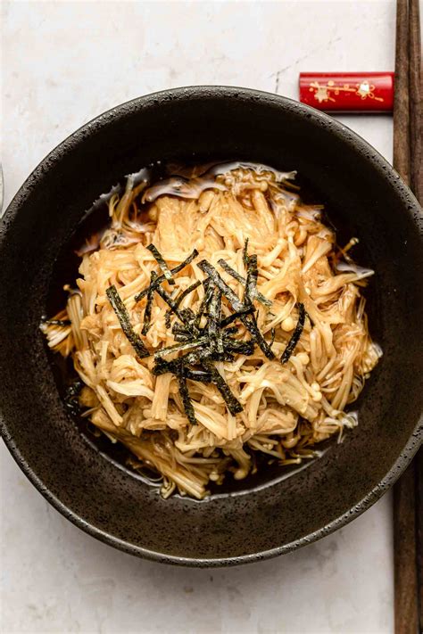 Enoki Mushrooms with Soy Butter Sauce (5 Minutes!) - Okonomi Kitchen