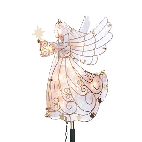 The Gerson Company Lighted Angel Tree Topper in Frosted with Gold ...
