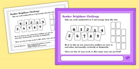 A4 Number Card Neighbour Maths Challenge Poster