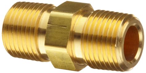 Parker Brass Pipe Fitting Hex Nipple 1/2 NPT Male X 3/8 NPT Male 1.7 ...