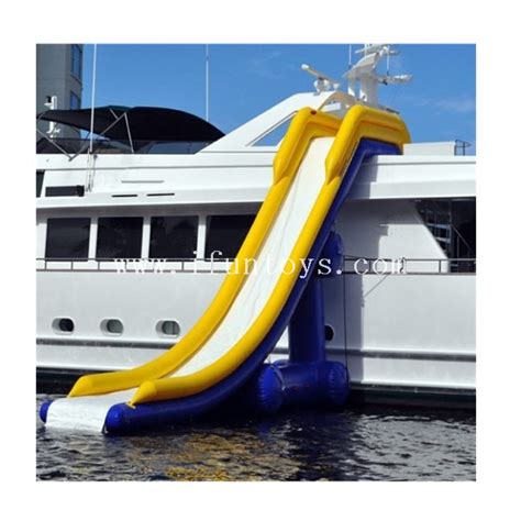 Water Park Inflatable Yacht Slide / Inflatable Dock Slide / Inflatable Floating Water Slide for ...
