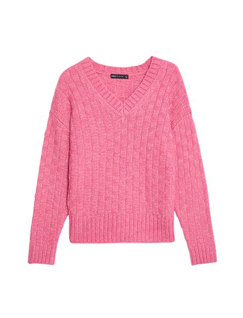 Buy Recycled Blend Textured V-Neck Jumper at Marks & Spencer