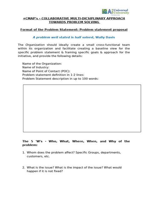 Problem Statement Format - CMAPS | PDF