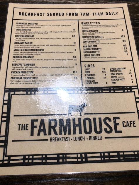 Menu at Farmhouse Cafe, Medora