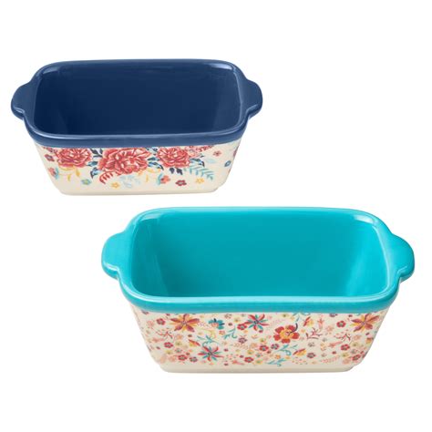 The Pioneer Woman Keepsake Floral 4.8" Ceramic Mini Loaf Pans, Set of 2 ...