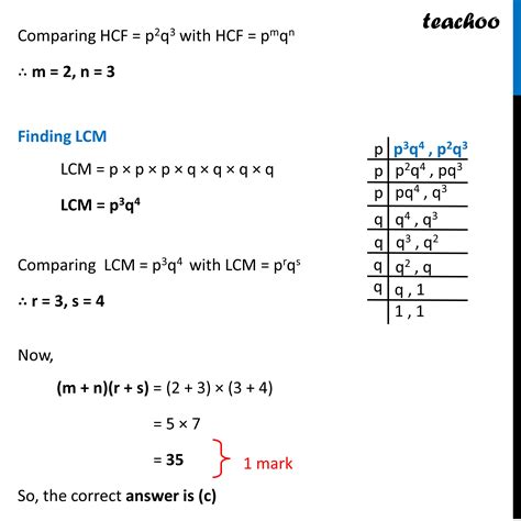 [MCQ] Let a, b be positive integers such that a = p3 q4 and b = p^2 q