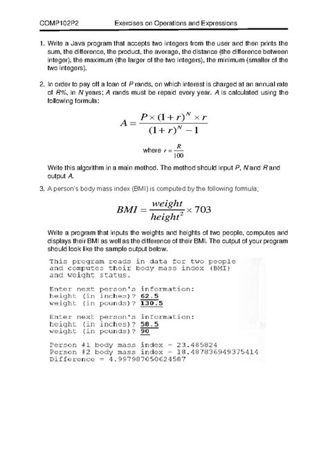 Image result for Java Programming Exercises Operations