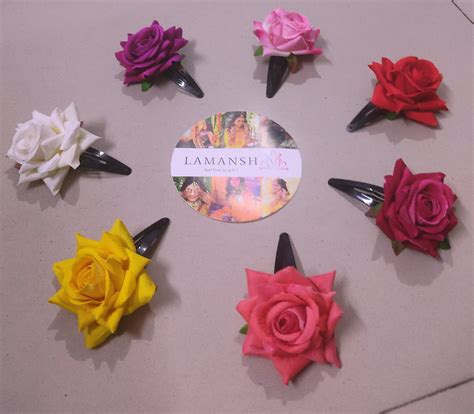 LAMANSH Flower Rose Hair Pins in assorted colors / Floral 🌺 Hair Acces ...