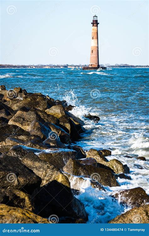Portrait of Morris Island Lighthouse in South Carolina Stock Photo ...
