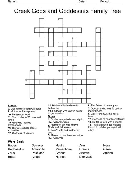 Greek Peace Goddess Crossword - prntbl.concejomunicipaldechinu.gov.co