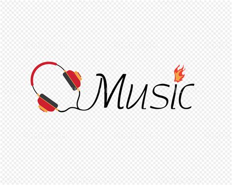 红色耳机音乐文字logo图片素材免费下载 - 觅知网