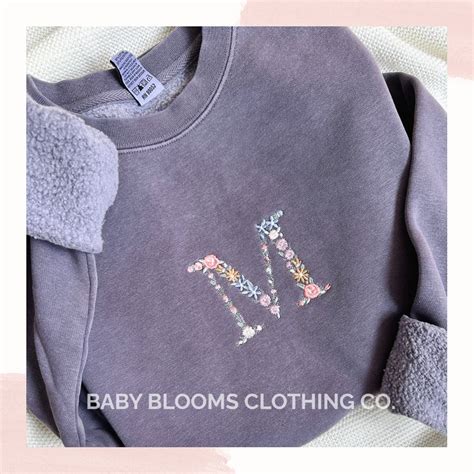 Floral Initial Adult Custom Embroidered Pullover Sweatshirt | Monogram ...