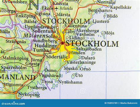 Geographic Map of European Country Sweden with Capital City Stockholm ...