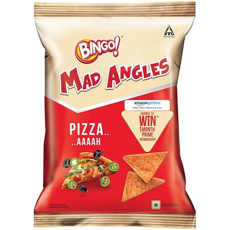 Bingo! Mad Angles Pizza Flavour, Corn-Based Crunchy Chips Perfect for ...